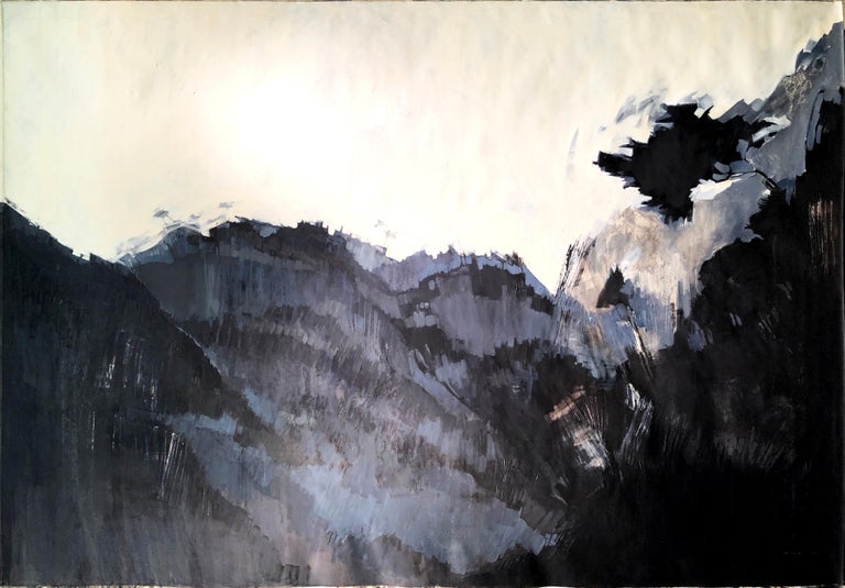 Maria Jose Concha Mirajes Australes Iii Black And White Abstract Landscape Painting Oil Canvas For Sale At 1stdibs