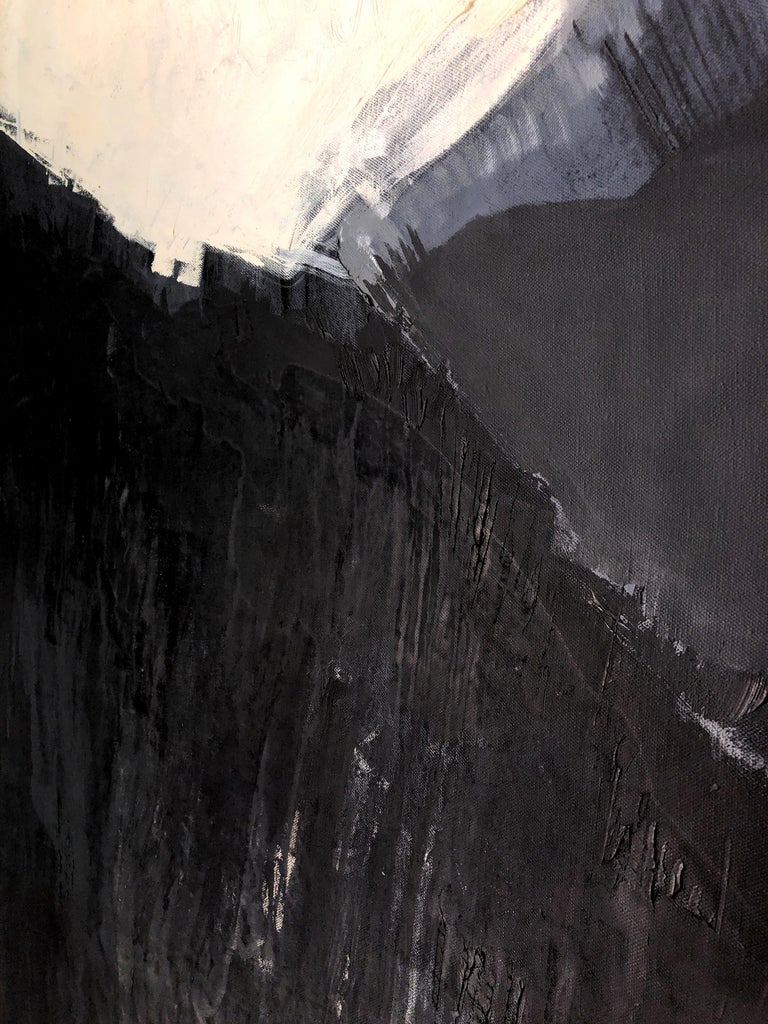 Maria Jose Concha - Mirajes Australes III, black and white abstract landscape painting, oil ...