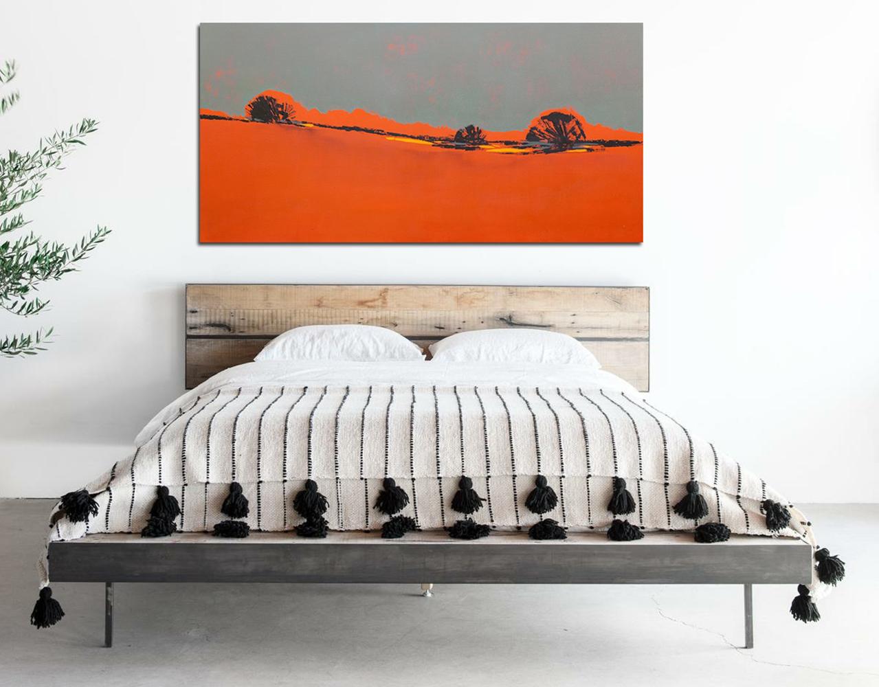 Orange Composition-Large abstract Patagonia landscape, oil contemporary painting - Painting by Maria Jose Concha