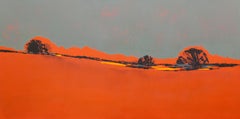 Orange Composition-Large abstract Patagonia landscape, oil contemporary painting