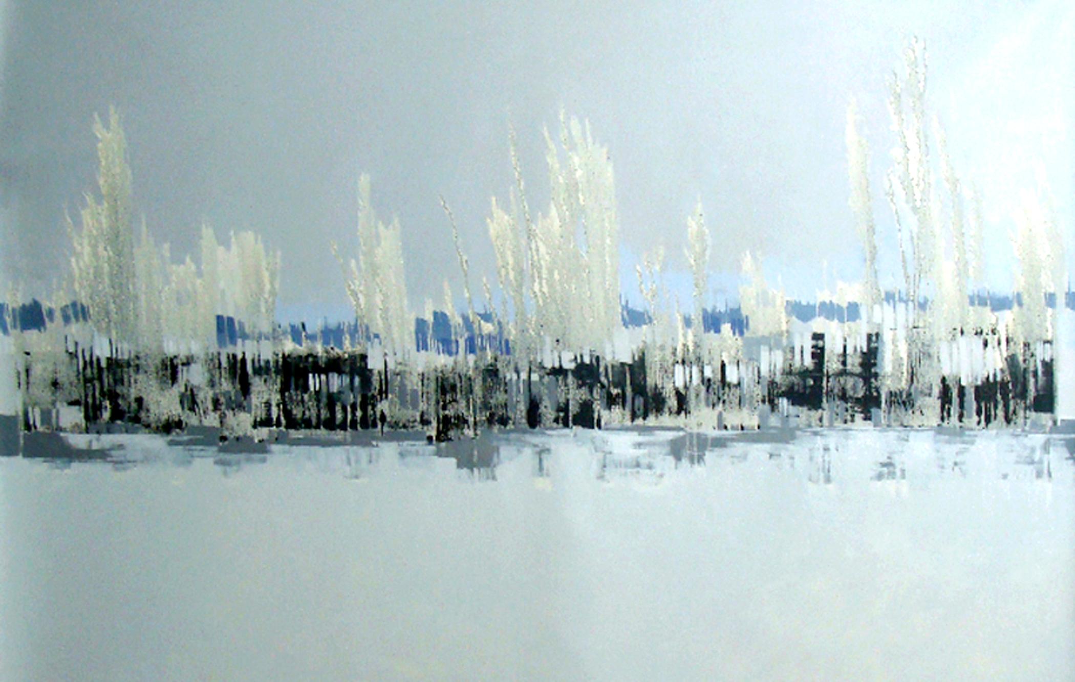 Paisaje Gris y Blanco,  elegante paesaggio astratto contemporaneo, pittura a olio