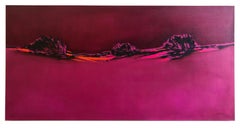 Pink Blazing - Homage to Patagonia, abstract landscape oil bright bold colors