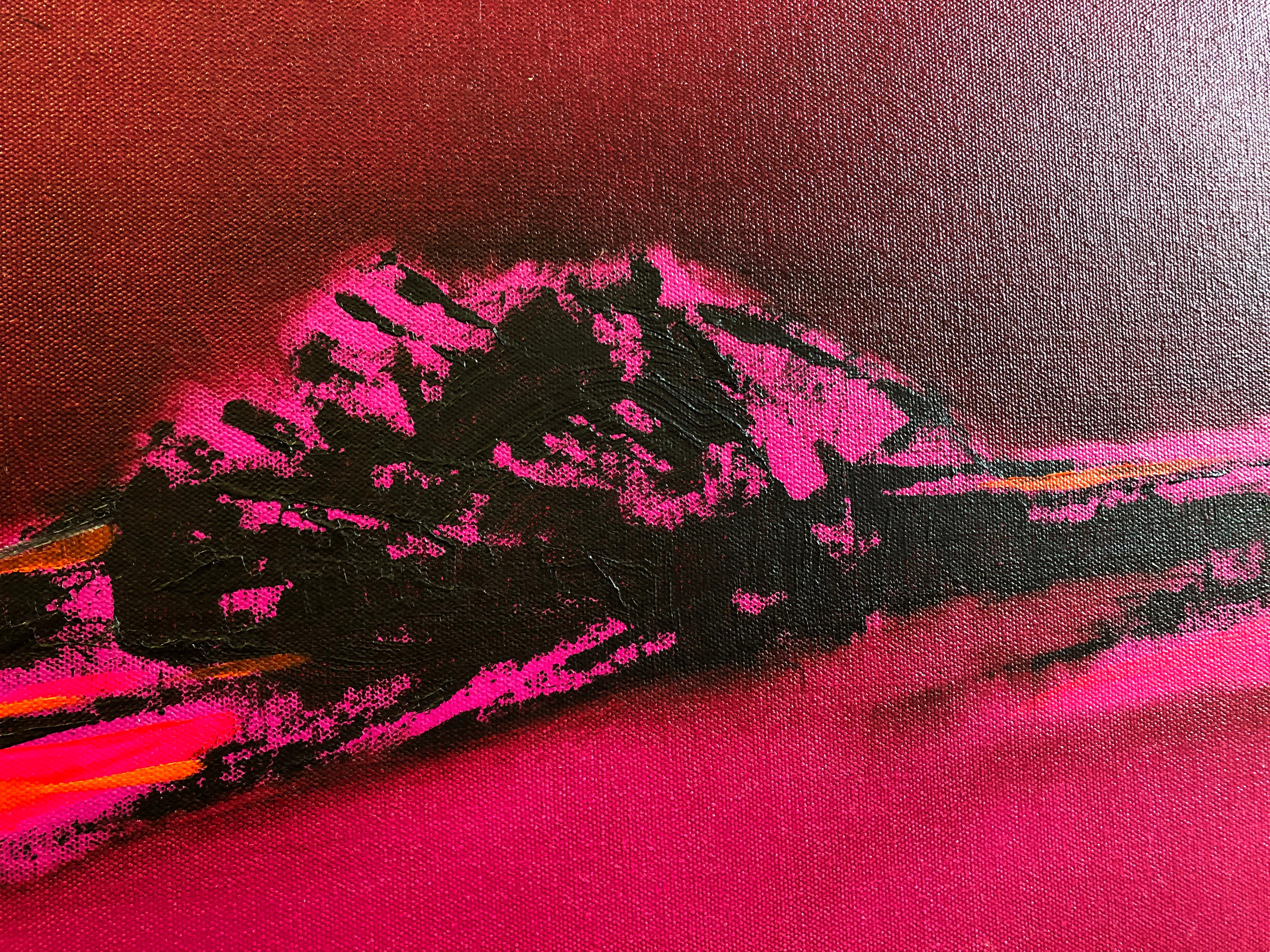 Pink Blazing - Homage to Patagonia, abstract landscape oil bright bold colors 2
