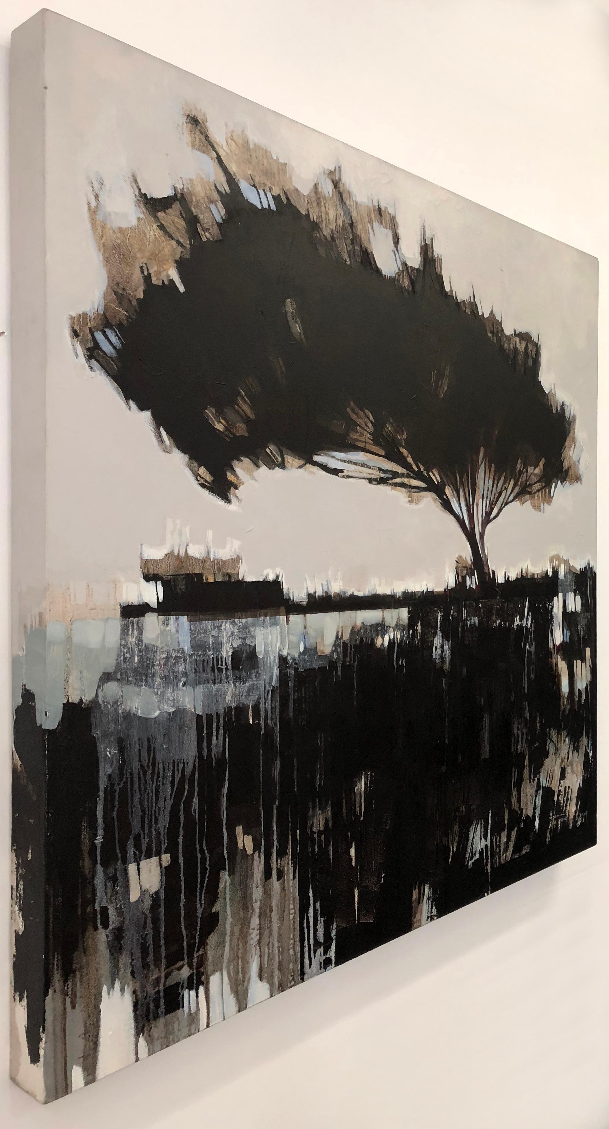 Terranova, dipinto astratto di paesaggio arboreo, olio contemporaneo su tela - Painting di Maria Jose Concha