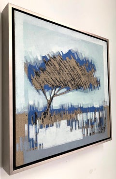 Tree - Arbol V, abstract landscape painting, contemporary framed - oil on linen