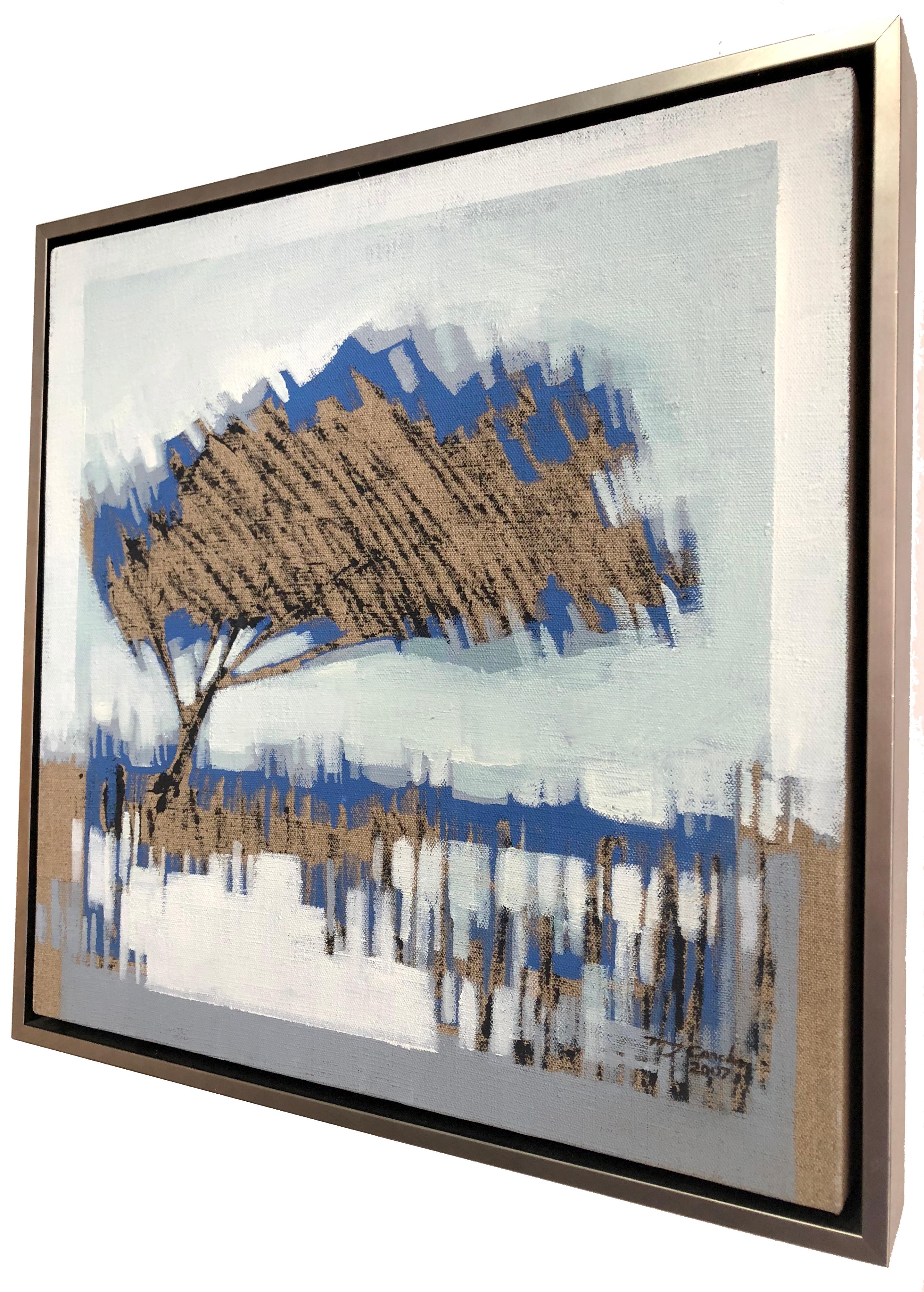 Baum - Arbol V, abstraktes Landschaftsgemälde, zeitgenössisch gerahmt - Öl auf Leinen (Abstrakt), Painting, von Maria Jose Concha
