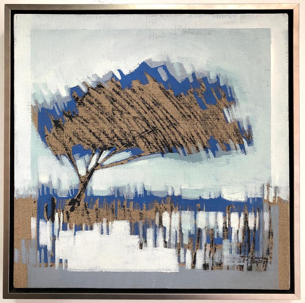 Baum - Arbol V, abstraktes Landschaftsgemälde, zeitgenössisch gerahmt - Öl auf Leinen