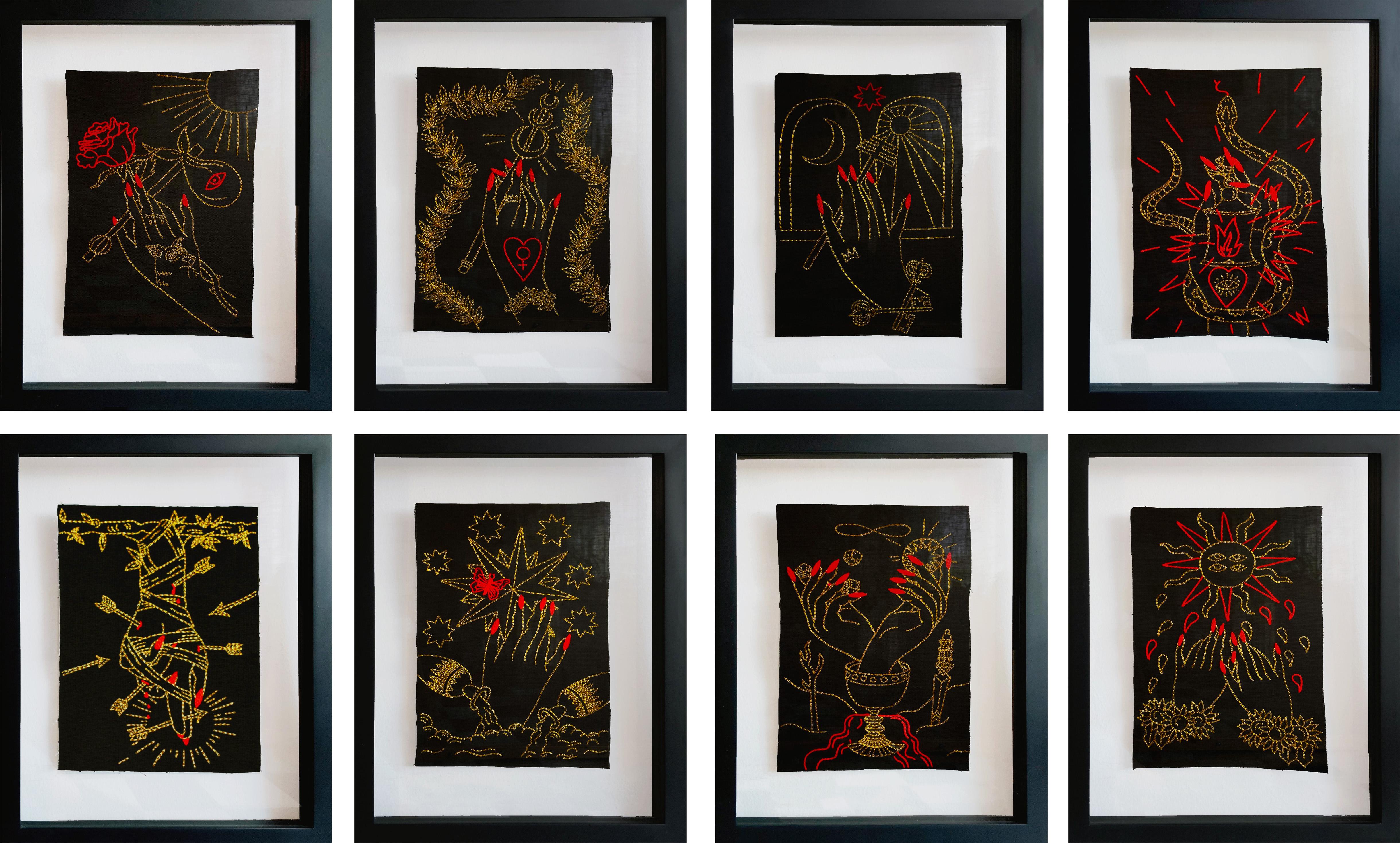 Set of 8 Arcanos. From the Ventura Series - Mixed Media Art de Maria Jose Franco Maldonado 