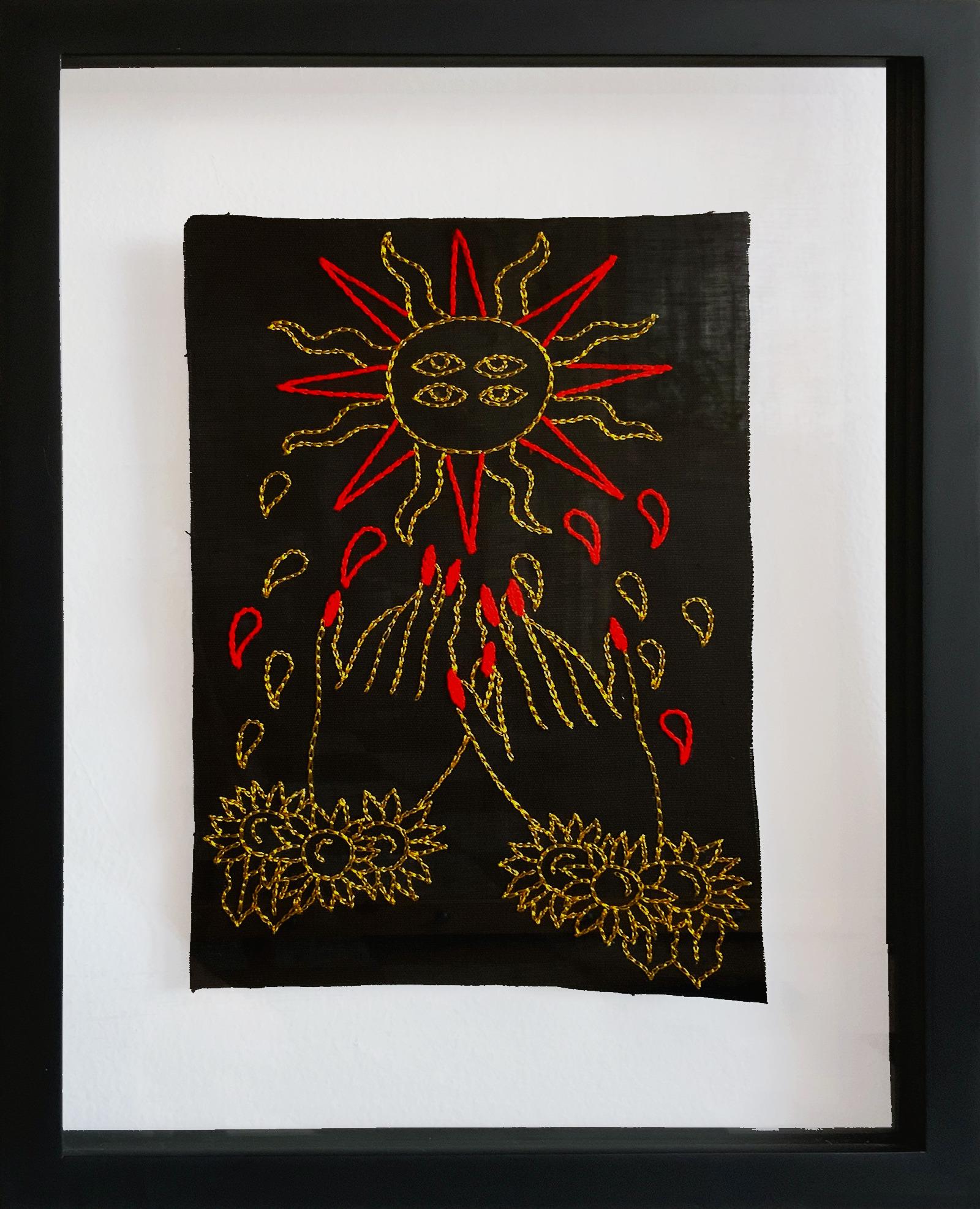 The Sun and The Star, Diptych. Embroidery thread on canvas - Contemporary Art by Maria Jose Franco Maldonado 