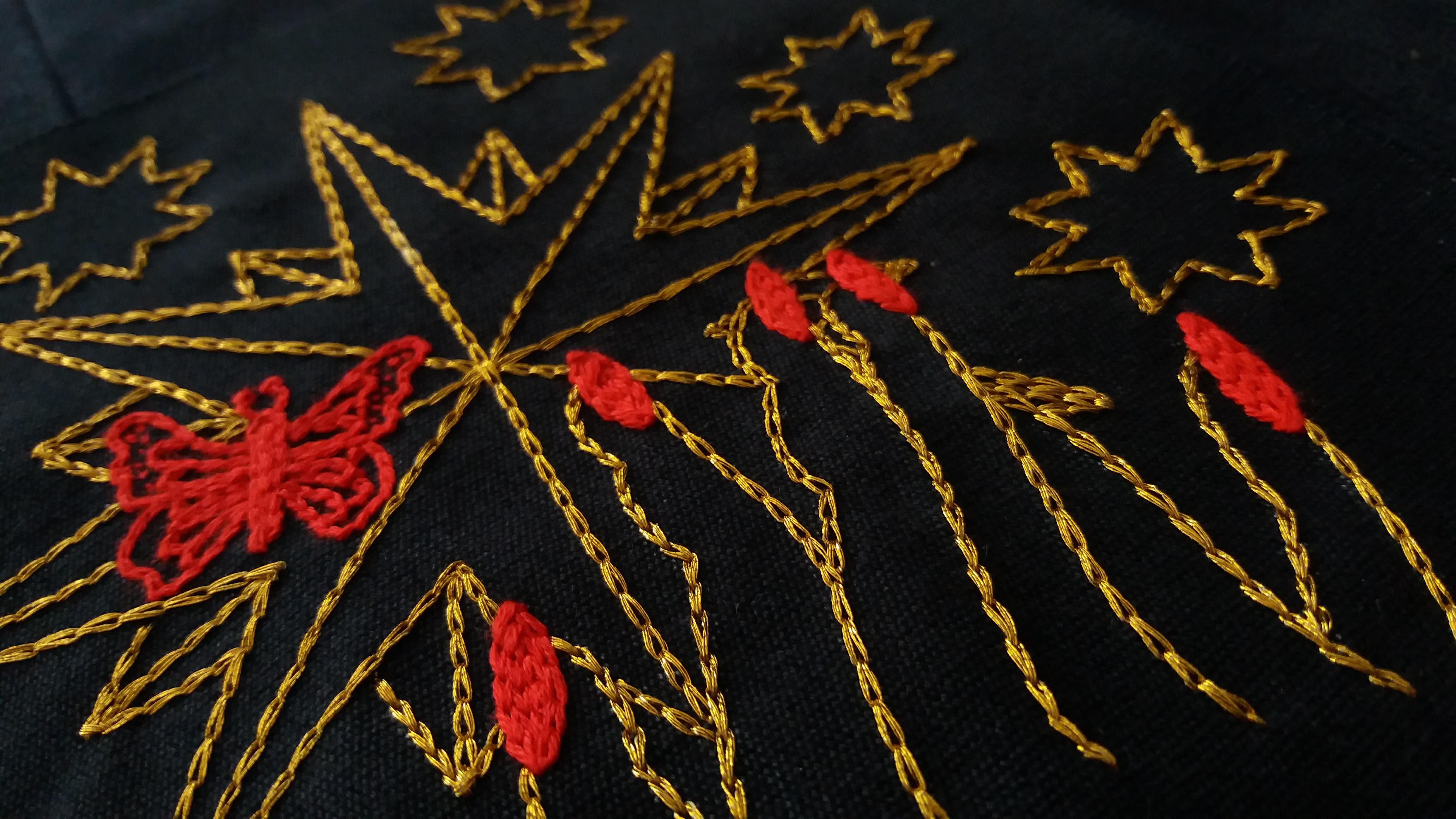 The Sun and The Star, Diptych. Embroidery thread on canvas For Sale 1