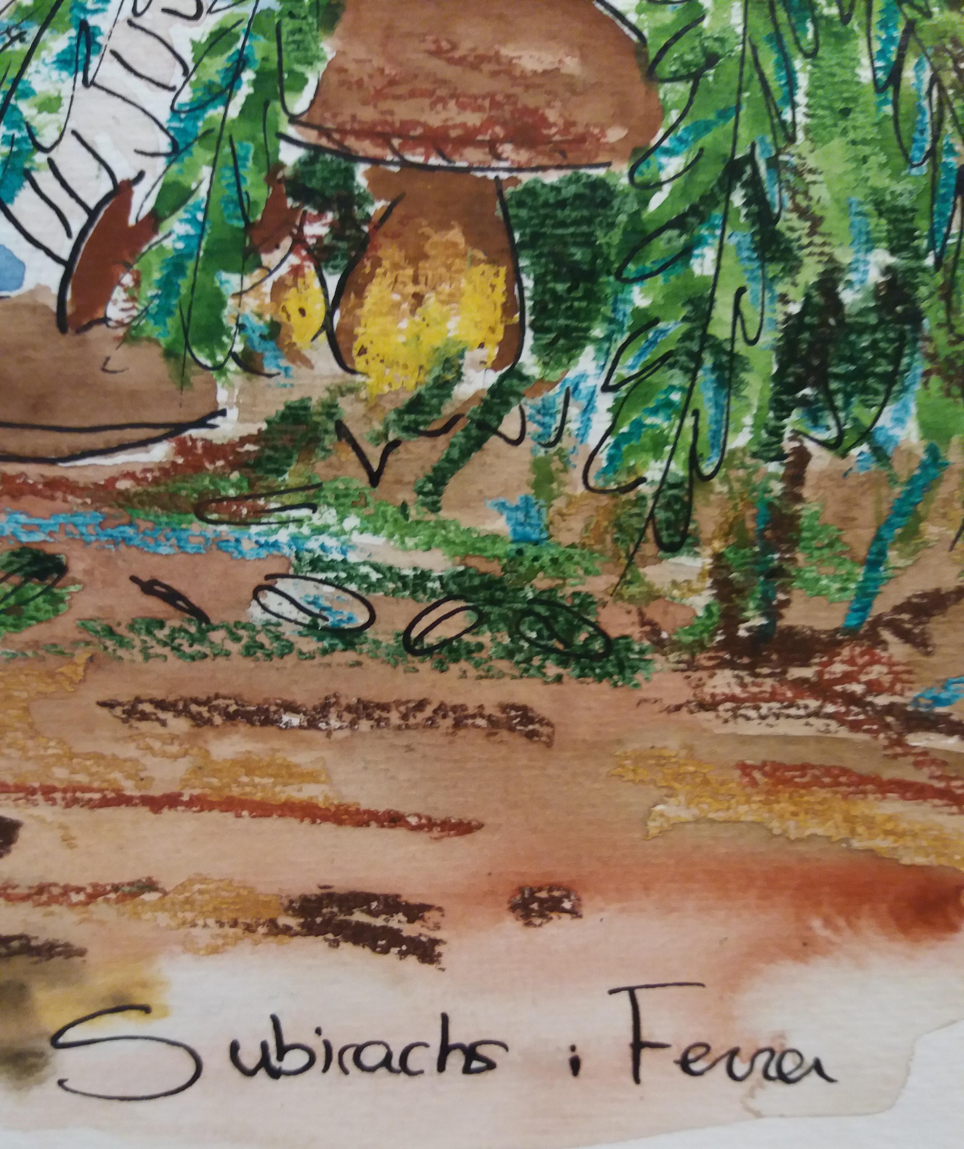 M J SUBIRACHS   FAMILIA. cuadro original acuarela naif contemporánea - Painting Contemporáneo de Maria Jose Subirachs Ferre