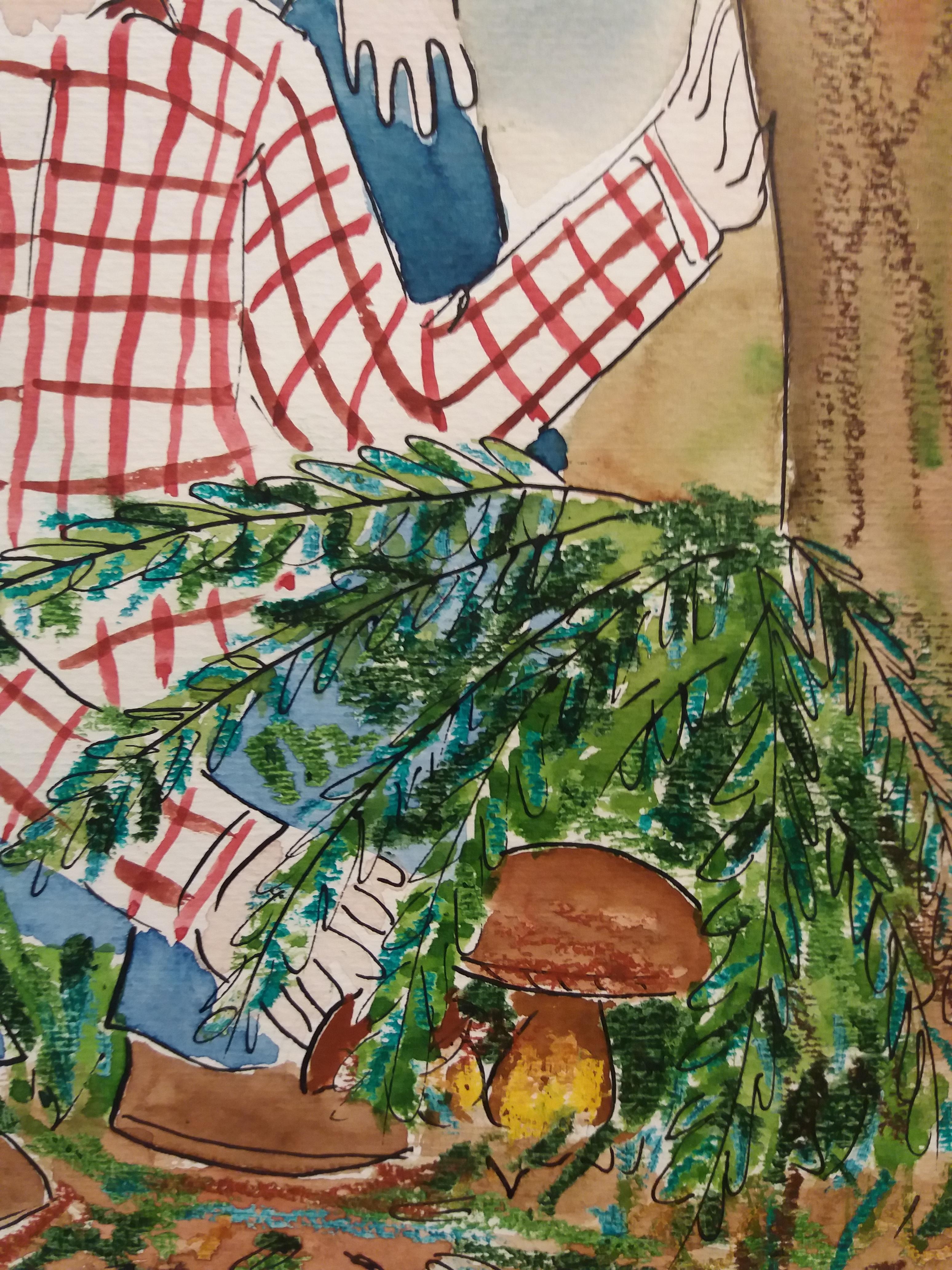 FAMIGLIA. dipinto originale ad acquerello naif contemporaneo. 
Subirachs Ferrer è, oltre che una pittrice e disegnatrice estremamente dotata, un'illustratrice che denota, in ogni sua opera, una vocazione che si collega intelligentemente alla