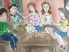 M&M. Subirachs   Peinture à l'aquarelle originale de Naif