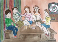 M.J. Subirachs   cuadro original en acuarela de Naif