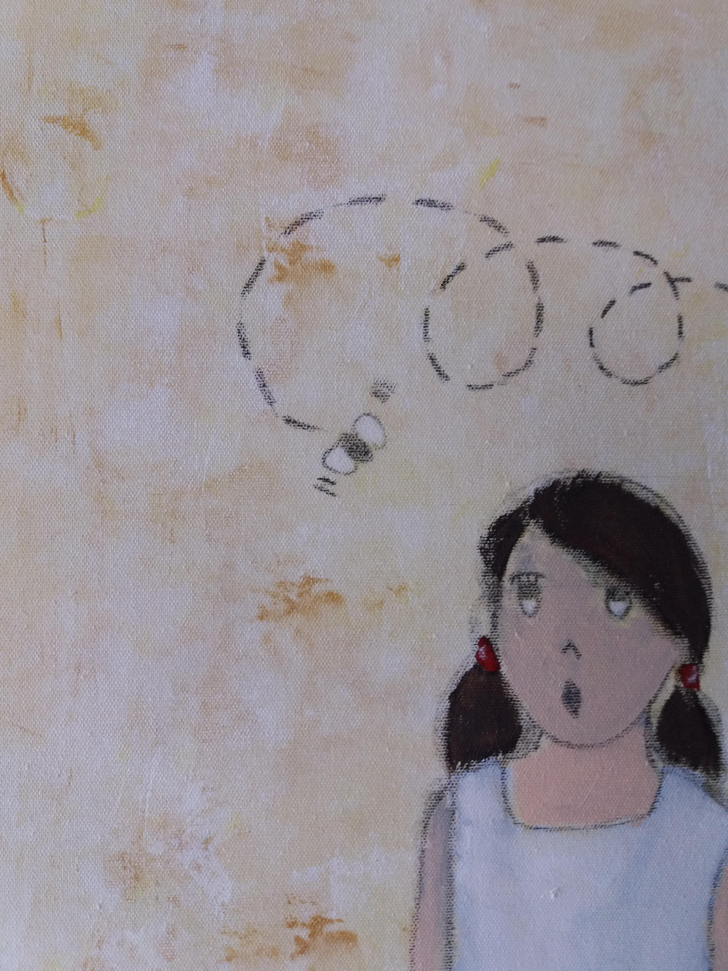 Rosa.  originale  pittura a guazzo contemporanea naif. in vendita 1