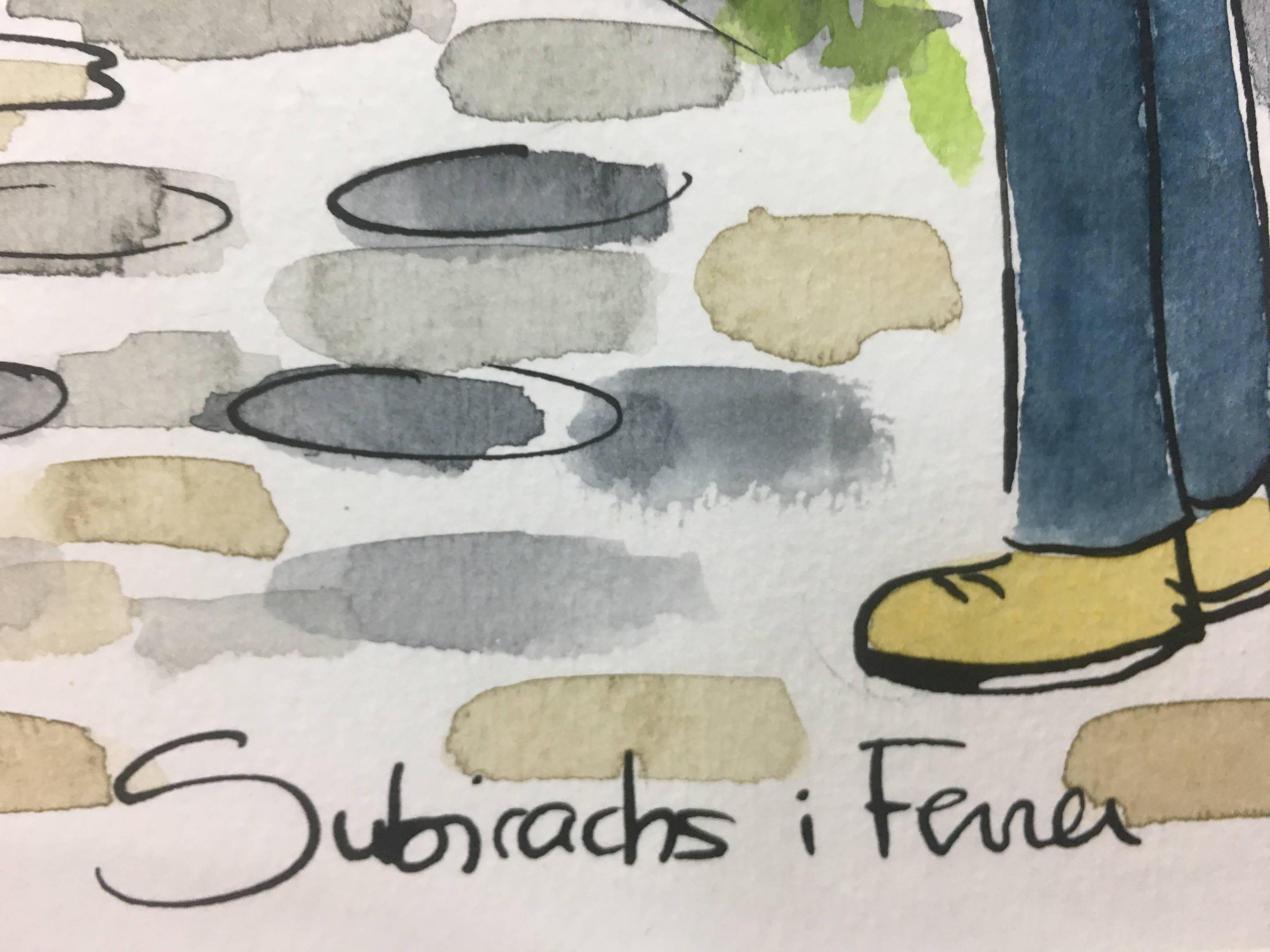 Subirachs  Naif  A Group of People  Park. PLAYING IN THE PARK original (Zeitgenössisch), Painting, von Maria Jose Subirachs Ferre