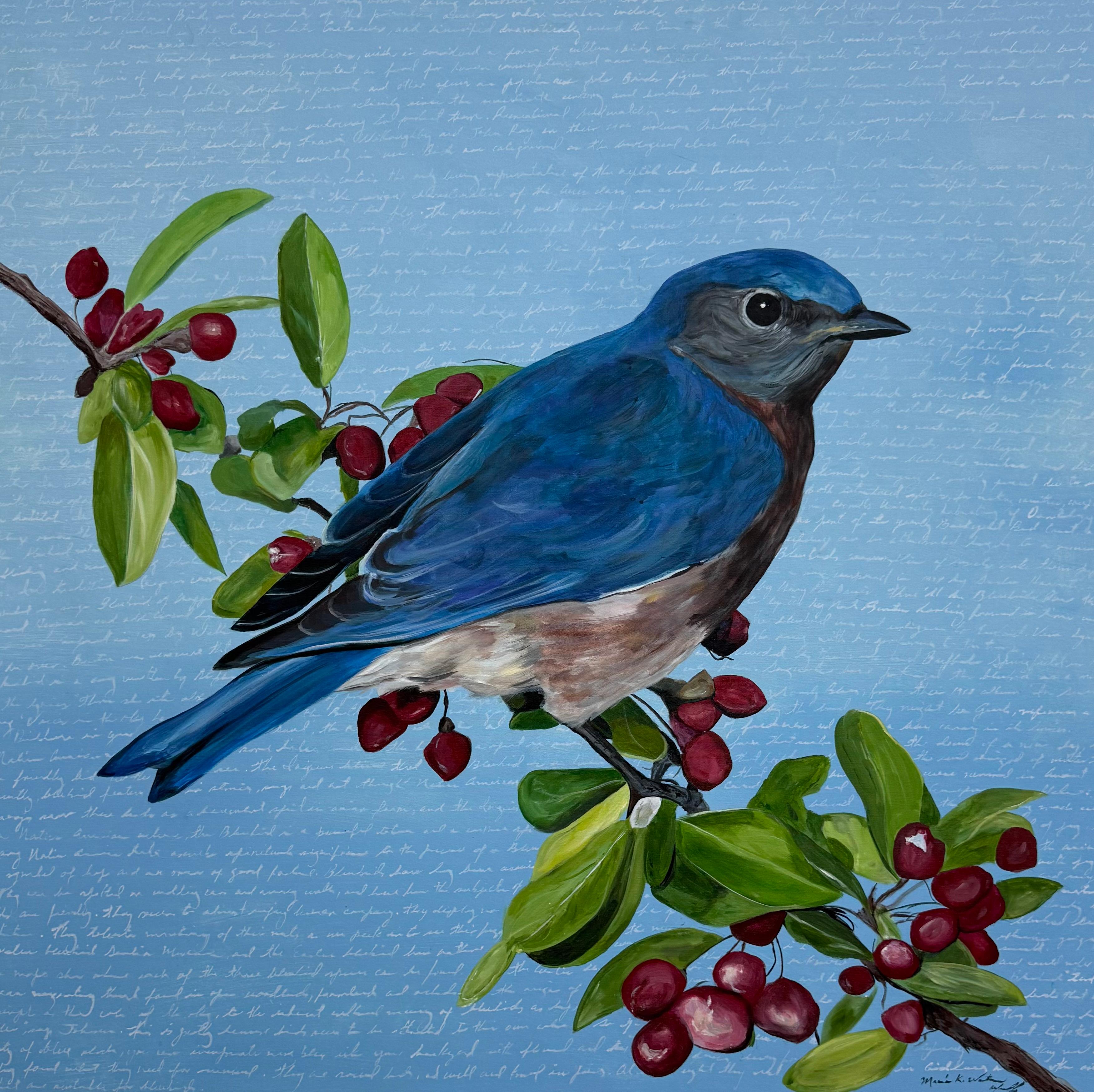 Maria Karla Watson Animal Painting – Azurblau, Originalgemälde