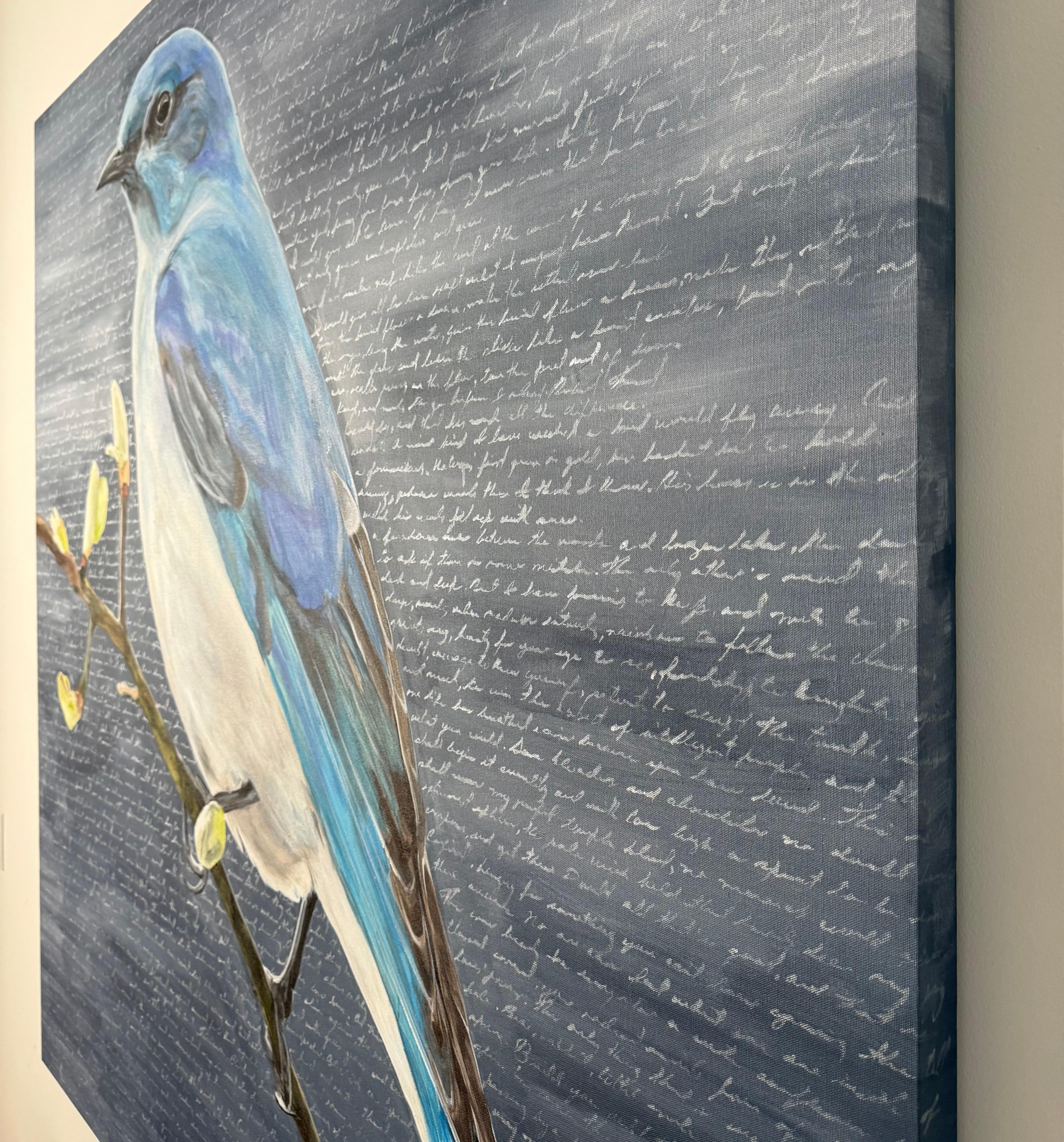 Blauer Vogel, Originalgemälde – Painting von Maria Karla Watson