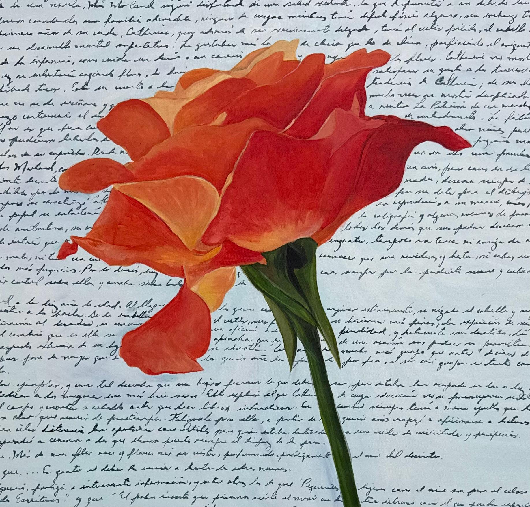 Delicate Fire, peinture originale - Gris Still-Life Painting par Maria Karla Watson