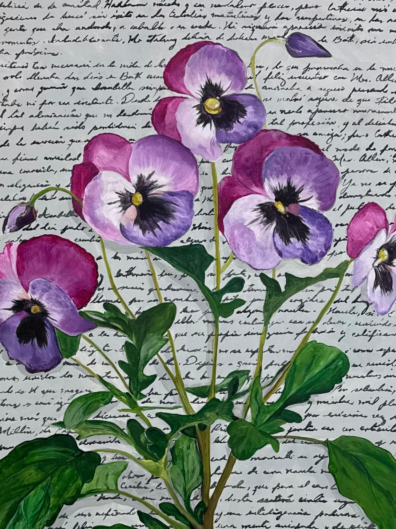 Magenta, peinture originale - Gris Still-Life Painting par Maria Karla Watson