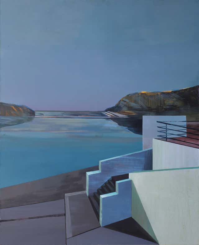 Maria Kiesner Figurative Painting - North - Modern Architectural Painting, Modernism, Sea View, Large Format