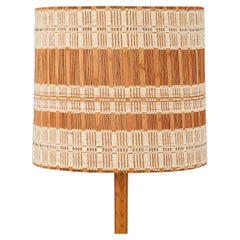 Maria Kipp Handwoven Lampshade with Ivory Plaid Bands over Natural Raffia, 1960s