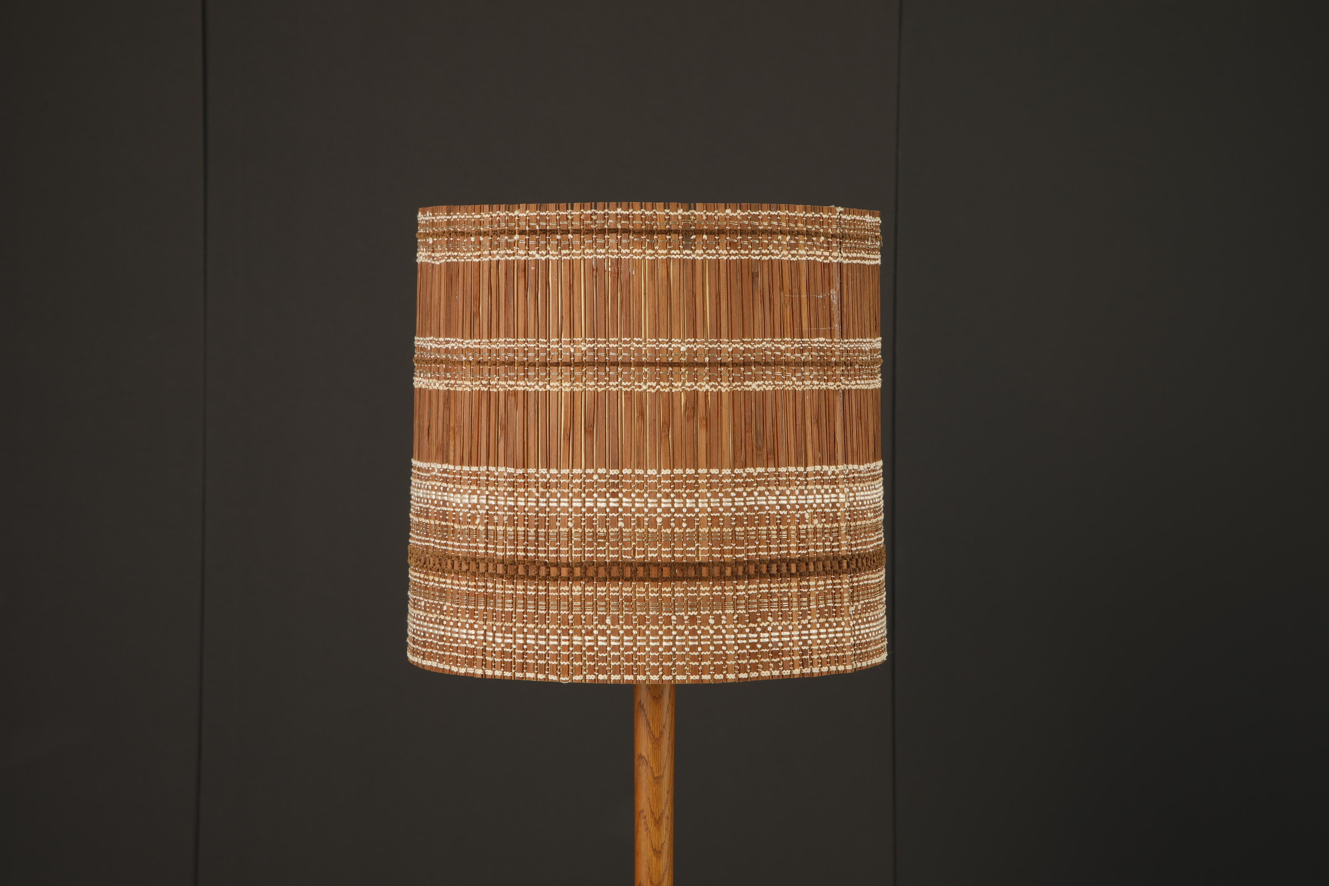 Maria Kipp Mid-Century Organic Modern Natural Reed Woven Lampshade, 1960s In Good Condition For Sale In Los Angeles, CA