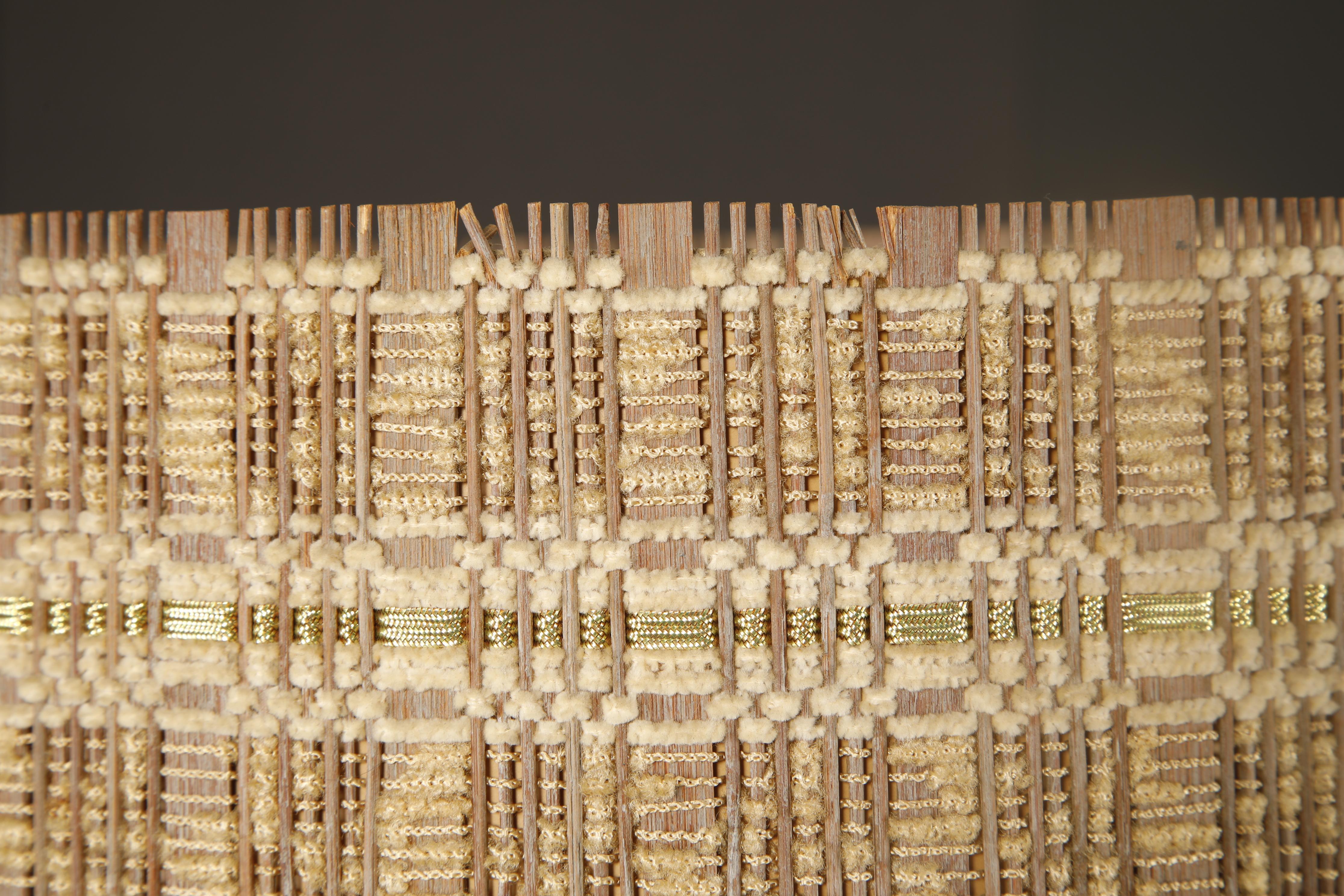 Milieu du XXe siècle Abat-jour en damier naturel et or pâle, moderne du milieu du siècle dernier, 1960s en vente
