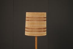 Maria Kipp Raffia Lampshade in Burnt Sienna and Honeycomb Stripe, 1960s