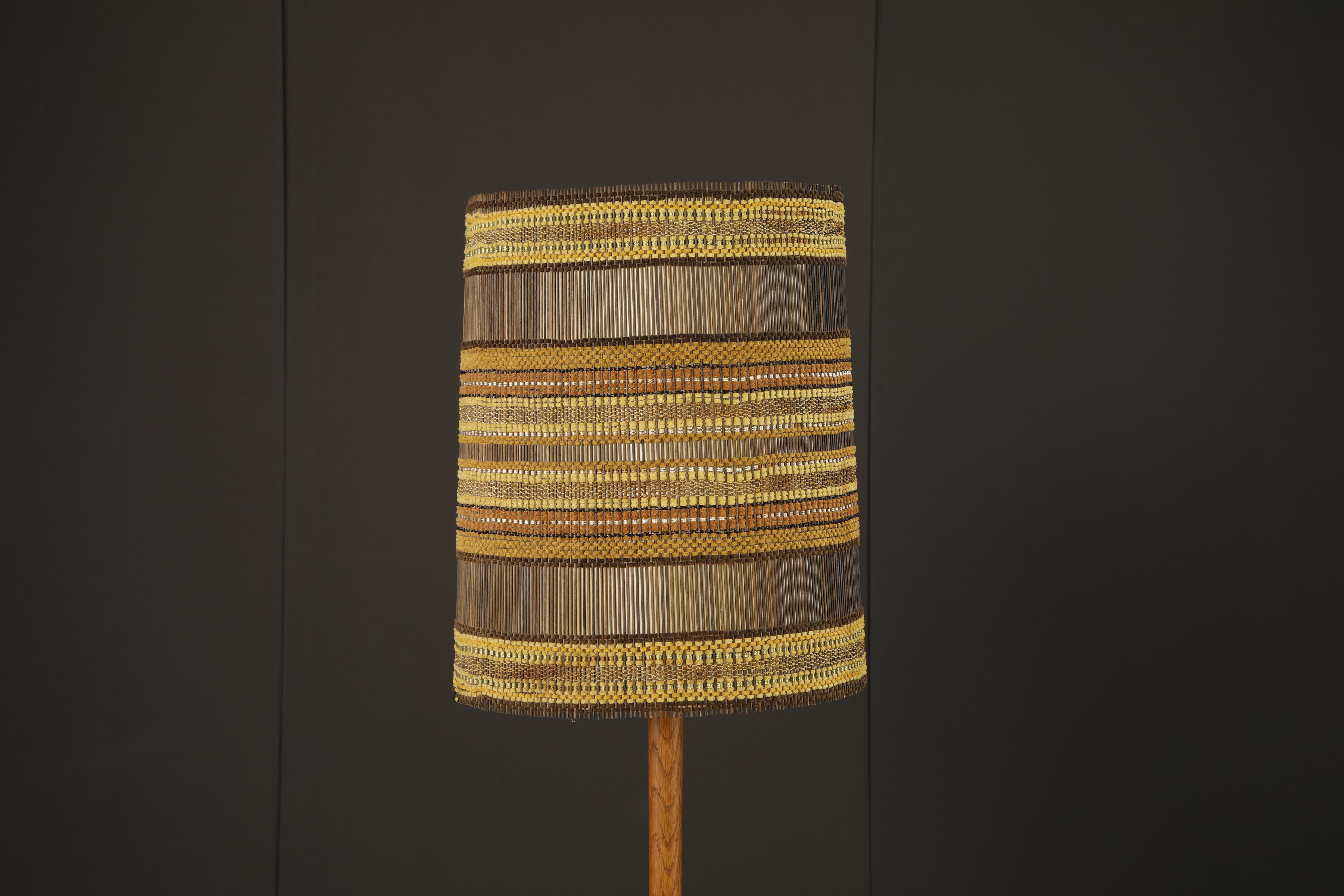 Mid-Century Modern Maria Kipp, abat-jour vintage en fibre tissée, ambre, or et terre de sienne brûlée, années 1960 en vente