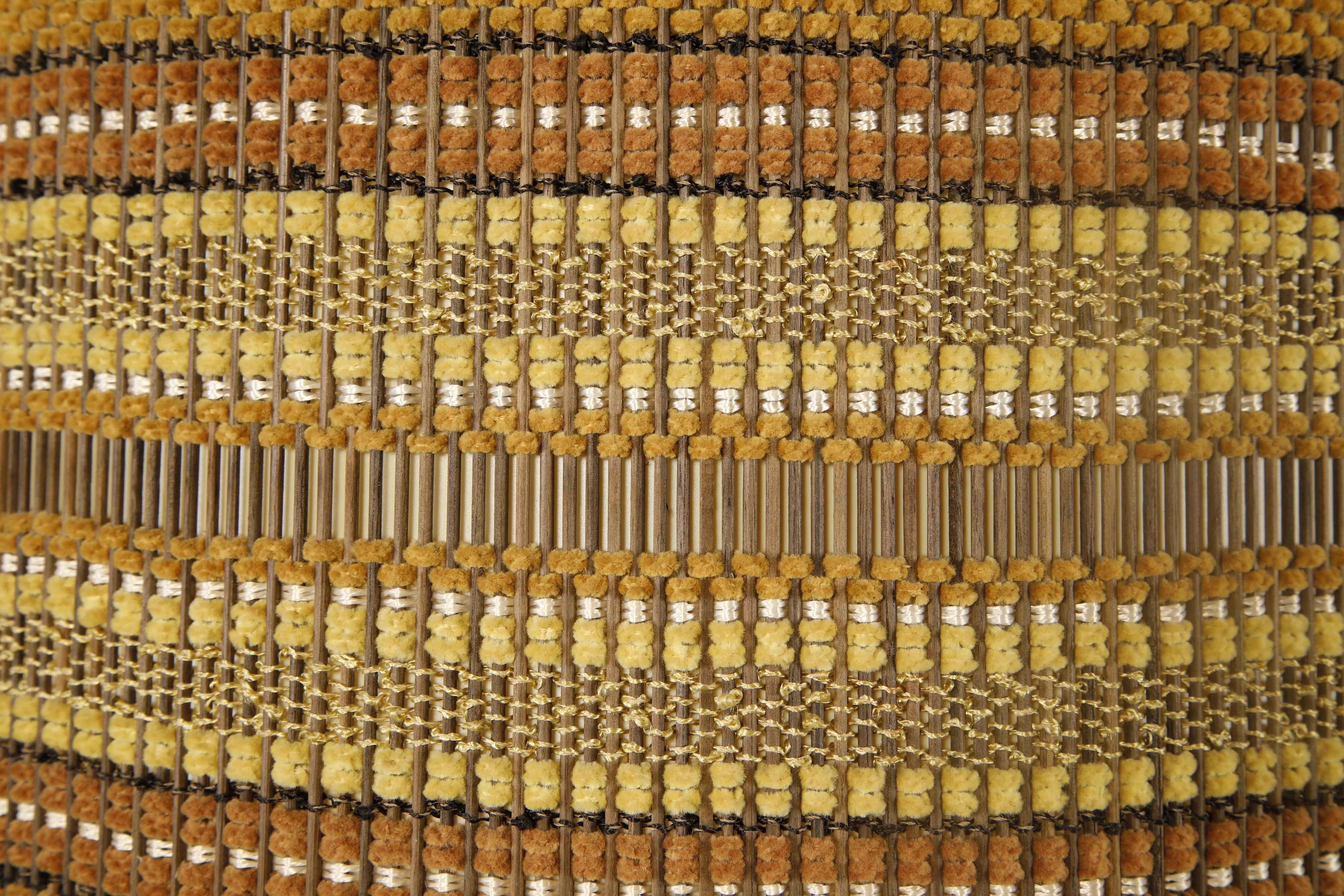 Raphia Maria Kipp, abat-jour vintage en fibre tissée, ambre, or et terre de sienne brûlée, années 1960 en vente