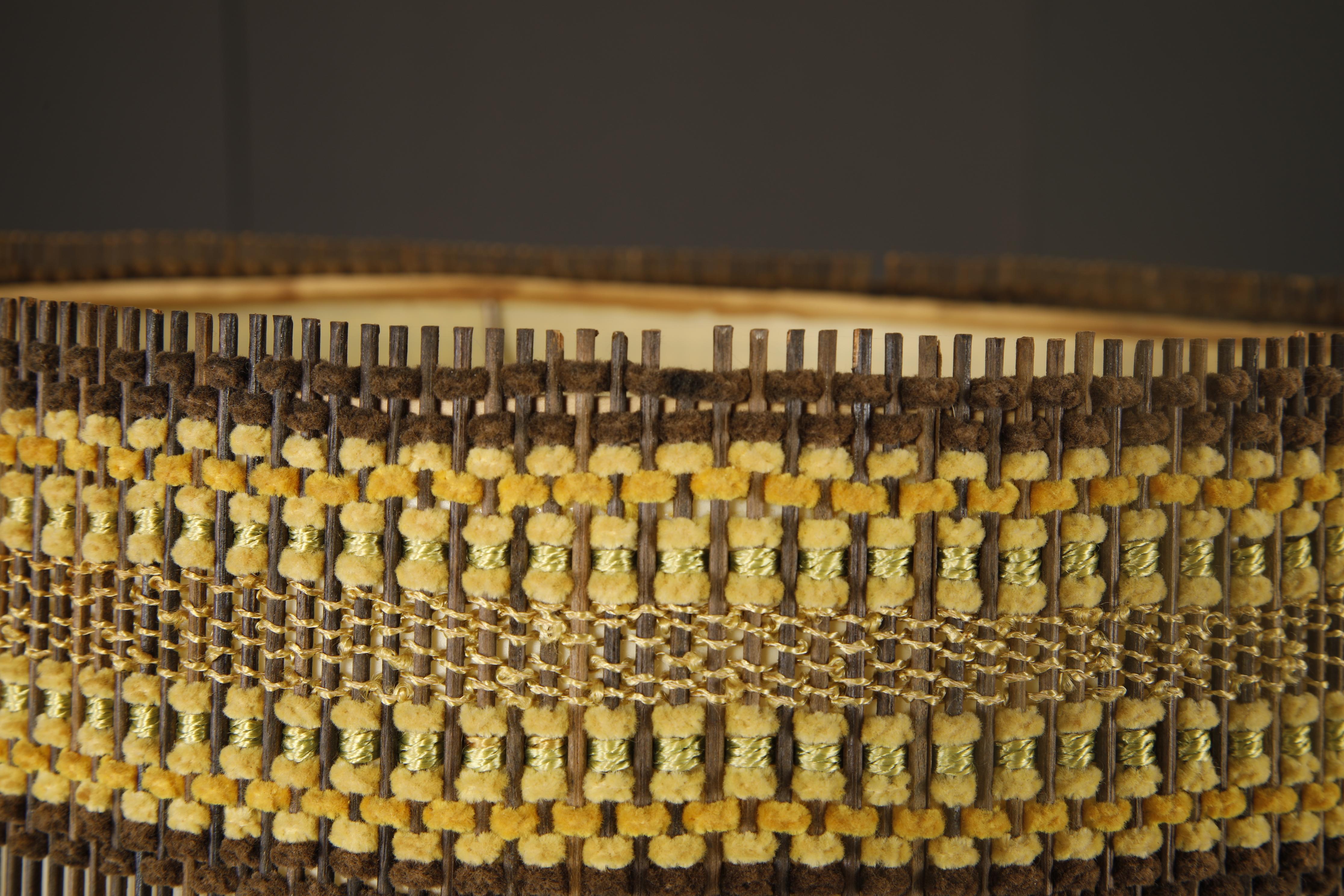 Maria Kipp, abat-jour vintage en fibre tissée, ambre, or et terre de sienne brûlée, années 1960 en vente 2