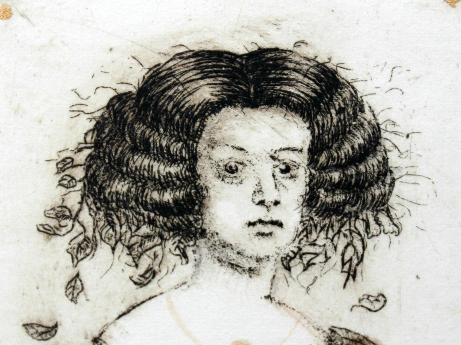 Dama - Arte contemporáneo, Grabado figurativo, Inspiración maestros antiguos - Print de Maria Korusiewicz