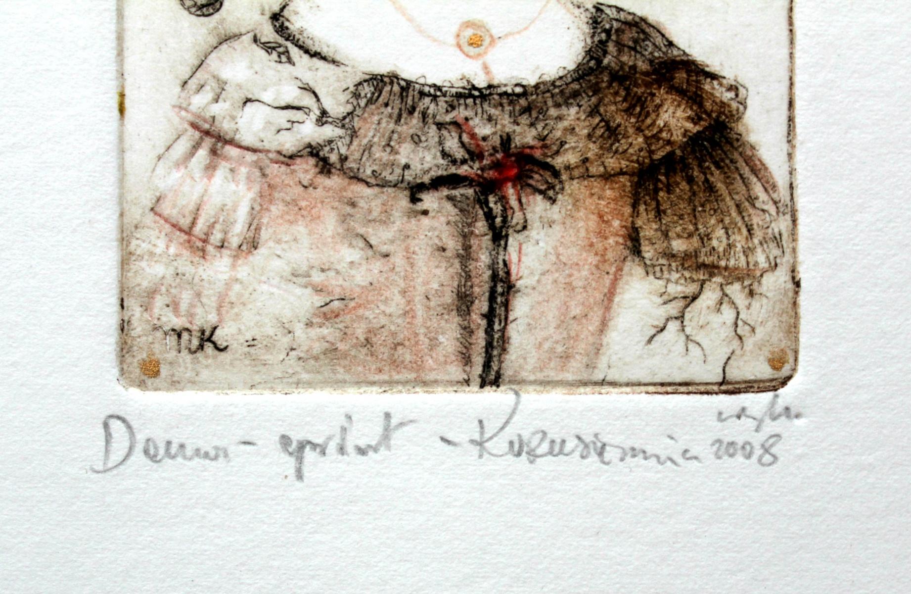 Dama - Arte contemporáneo, Grabado figurativo, Inspiración maestros antiguos - Print Otro estilo de arte de Maria Korusiewicz