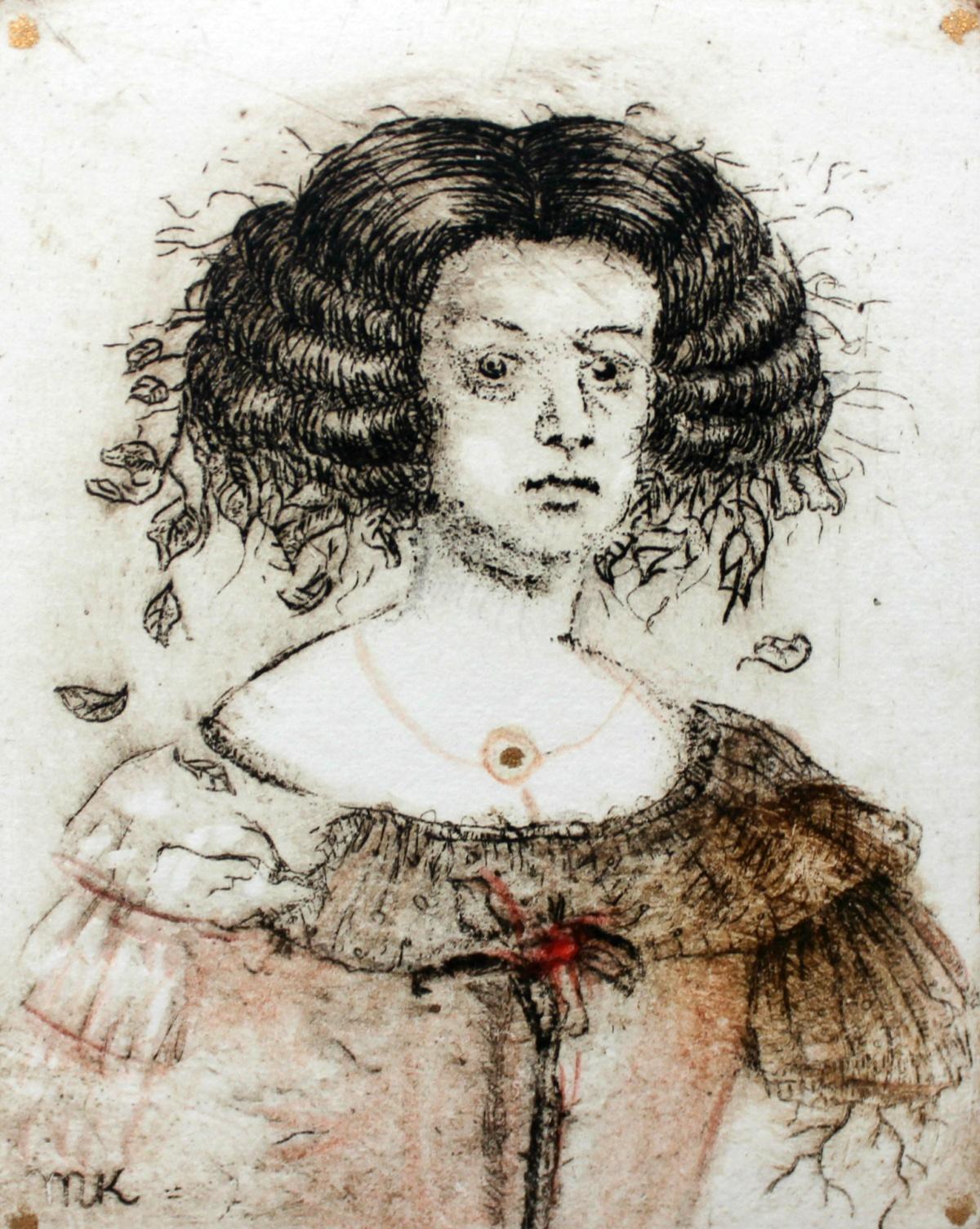 Figurative Print de Maria Korusiewicz - Dama - Arte contemporáneo, Grabado figurativo, Inspiración maestros antiguos