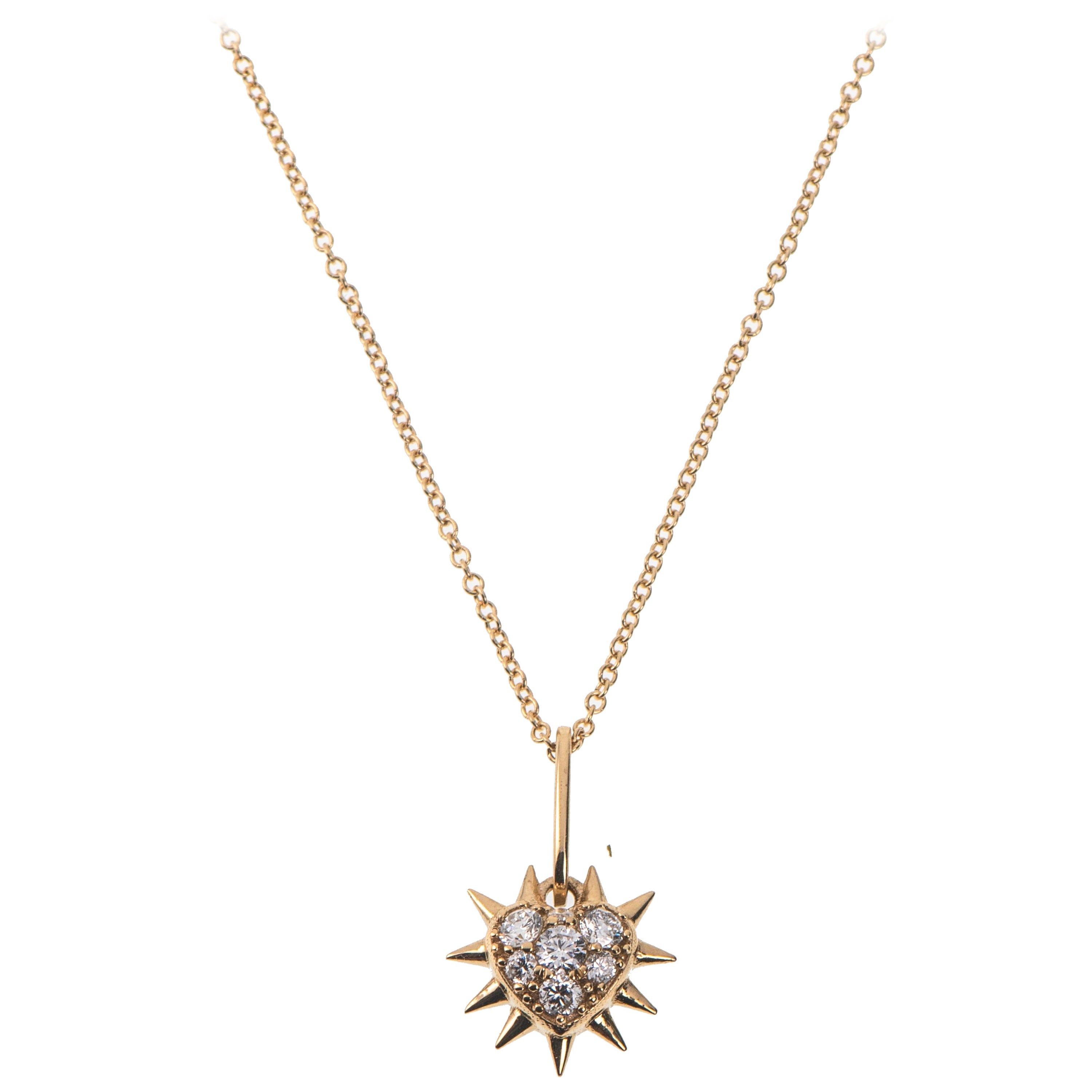 Maria Kotsoni, Collar Colgante Corazón Espinoso Contemporáneo de Oro de 18k y Diamantes