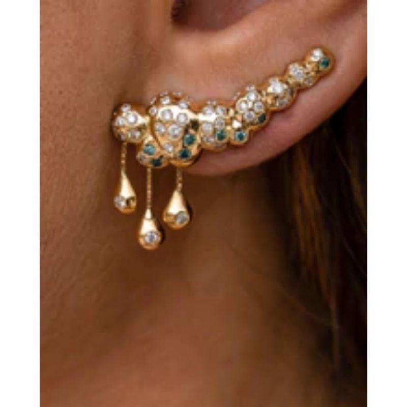 Maria Kotsoni-Contemporary 18k Gold-Blue Diamond, Rainy Cloud Ear Climbers  In New Condition For Sale In Nicosia, CY