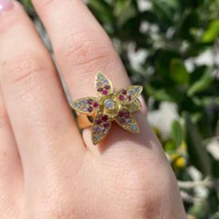 Maria Kotsoni-Contemporary 18k Gold- Colored Gemstone- Diamond Jasmine Ring