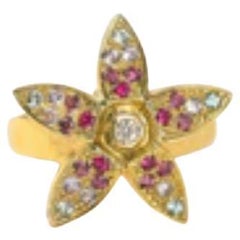 Maria Kotsoni-Contemporary 18k Gold- Colored Gemstone- Diamond Jasmine Ring