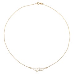 Maria Kotsoni Contemporary 18k Gold Flying Dove White Enamel Pendant Necklace