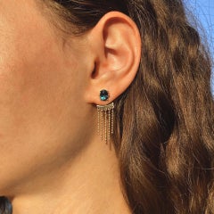 Maria Kotsoni Clous d'oreilles contemporains en or 18 carats avec pierres précieuses roses, violettes et violettes