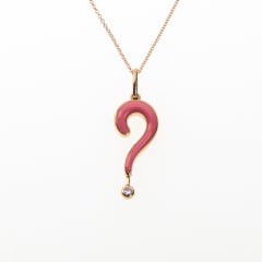 Maria Kotsoni Contemporary 18k Gold Questionmark Enamel Diamond Pendant Necklace