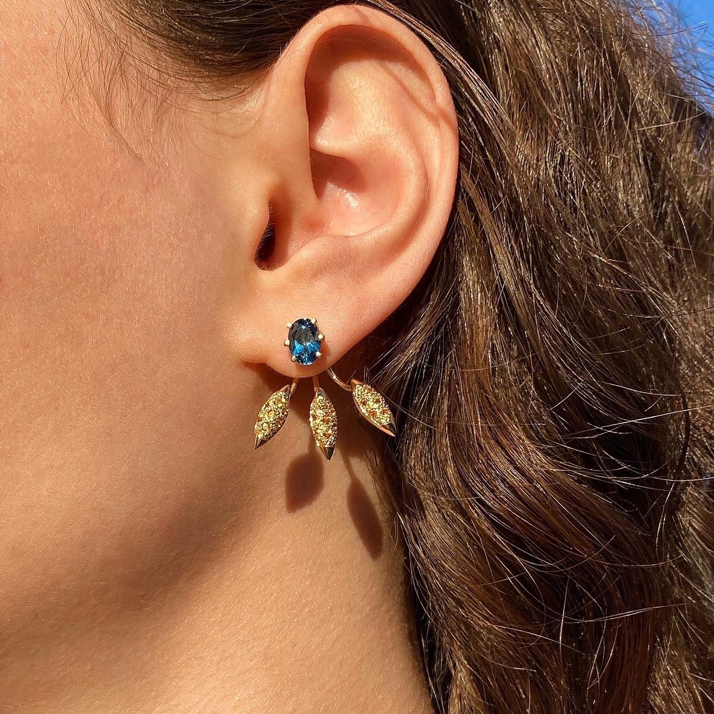 Women's Maria Kotsoni, Contemporary 18K Gold, Rubellite & Citrine Ear Jackets / Studs For Sale