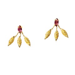 Maria Kotsoni, Vestes d'oreilles contemporaines en or 18 carats, rubellite et citrine