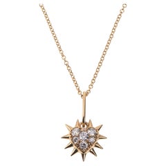 Maria Kotsoni, collier pendentif contemporain en or 18 carats avec diamants blancs en forme de cœur