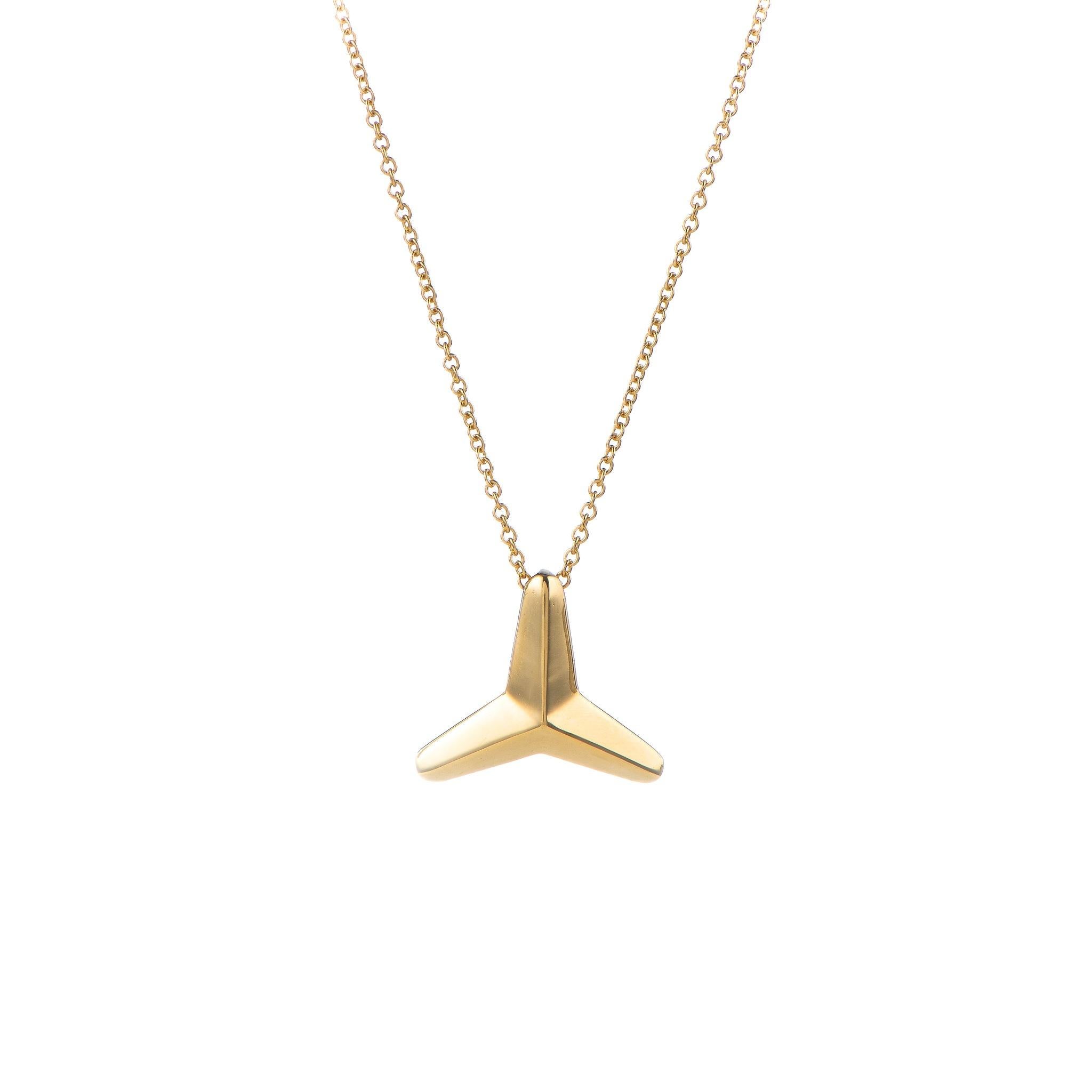 Maria Kotsoni Contemporary 18k Gold Three Pointed Star Diamond Pendant Necklace In New Condition For Sale In Nicosia, CY