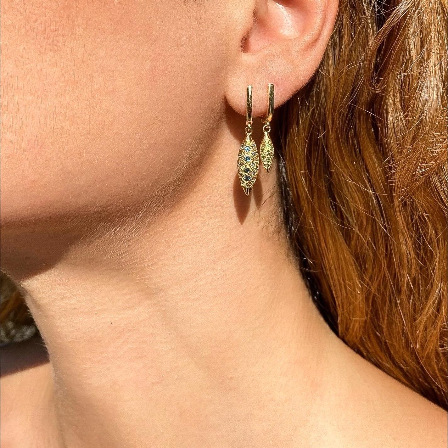 Women's or Men's Maria Kotsoni, Contemporary 18k Gold Tsavorite Garnet Baby Grain Ear Pendants For Sale