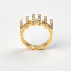 Maria Kotsoni, Contemporary 18K Yellow Gold and White Diamond Sculptural Ring