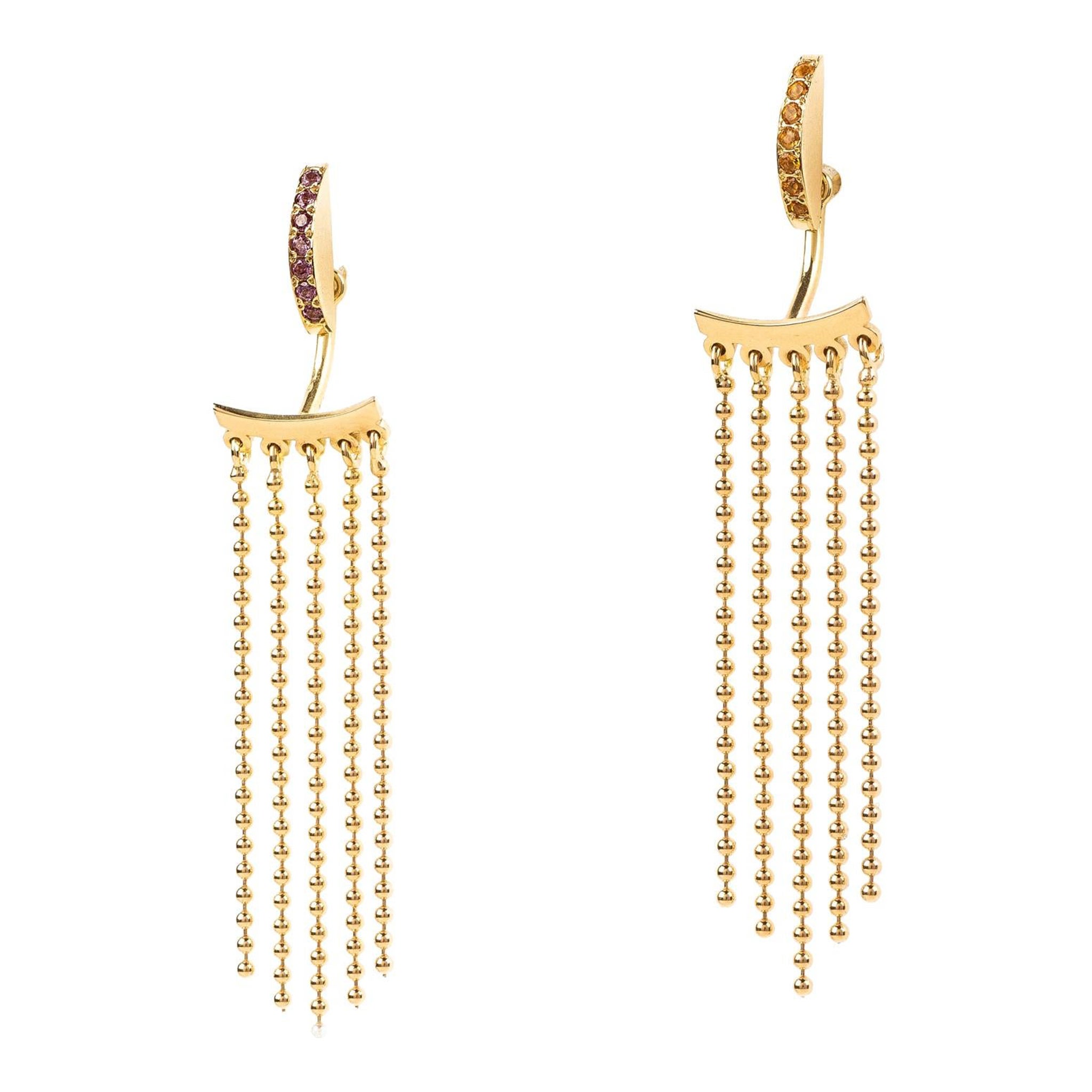 Maria Kotsoni, Orecchini contemporanei con nappe in oro giallo 18K e citrino