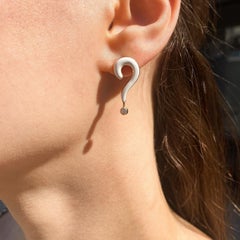 Maria Kotsoni Contemporary 18kGold Diamond Pink Enamel QuestionMark Ear Pendants